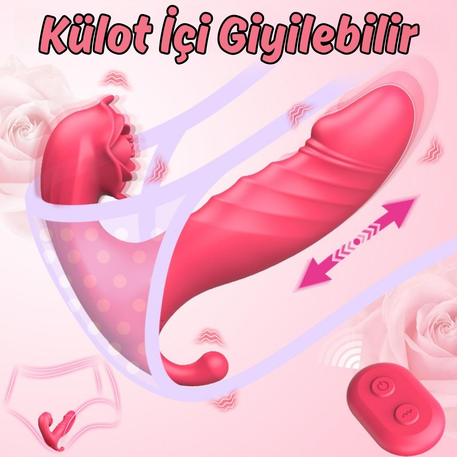 Darla APP RCT - Şarjlı Kumanda Ve Telefon Kontrollü İleri Geri Hareketli Anal Vajina Klitoris Uyarıcı 3 in 1 Giyilebilir Vibratör