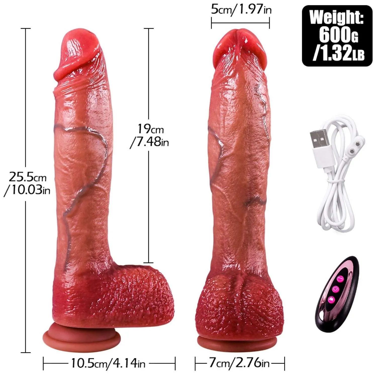 Harvey - Şarjlı Kumandalı İleri Geri Hareketli Rotasyonlu Realistik Dildo Isıtmalı Titreşimli Gerçekçi Penis