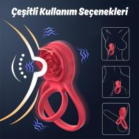 Barry RCT - Şarjlı Kablosuz Uzaktan Kumandalı Gül Tasarımlı Klitoris Uyarıcı Titreşimli Testis ve Penis Halkası