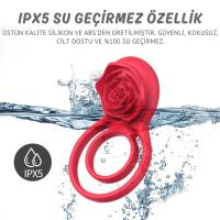 Barry RCT - Şarjlı Kablosuz Uzaktan Kumandalı Gül Tasarımlı Klitoris Uyarıcı Titreşimli Testis ve Penis Halkası