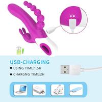 EDEN Şarjlı Anal Boncuklu 3 in 1 G Spot Üçlü Vibratör