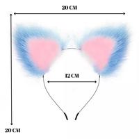 Choker Klips Tüylü Kulak Seti Pembe Mavi Kedi Kuyruklu Paslanmaz Çelik Anal Butt Plug