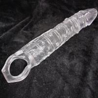 Gerçekçi Doku Penis Büyütücü ve Kalınlaştırıcı 6 CM Uzatmalı Şeffaf Realistik Penis Kılıfı 25 CM