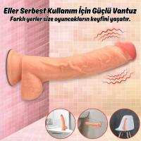 Jadon - Kumandalı Vantuzlu Güçlü Titreşimli Gerçekçi Yapay Penis Realistik Dokuda Dildo 23 CM