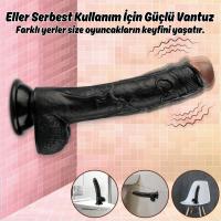 Jadon - Kumandalı Vantuzlu Güçlü Titreşimli Gerçekçi Zenci Yapay Penis Realistik Dokuda Dildo 23 CM