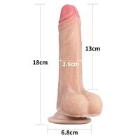 Kayan Gerçekçi Deri Çıkarılabilir Vantuzlu Ultra Yumuşak Çift Katmanlı Realistik Penis 17.5 CM