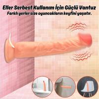 Kendrick - Kumandalı Vantuzlu Testissiz Güçlü Titreşimli Gerçekçi Yapay Penis Realistik Dokuda Dildo 22 CM