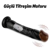 Kendrick - Kumandalı Vantuzlu Testissiz Güçlü Titreşimli Gerçekçi Zenci Yapay Penis Realistik Dokuda Dildo 22 CM