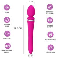 MASSAGE STICK Çift Taraflı Kullanılabilir G-Spot Uyarıcı ve Klitoris Masaj Vibratör - Pembe
