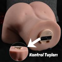 Moira - Şarjlı İnleme Sesli Titreşimli ve Emiş Güçlü Anal Vajina Çift Girişli Realistik Kalça Otomatik Mastürbatör 9 KG