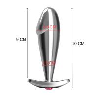 Paslanmaz Çelik Dildo Kırmızı Yuvarlak Mücevher Taşlı Pürüzsüz Silver Metal Anal Butt Plug