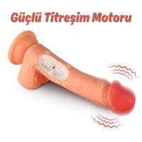 Ricky - Kumandalı Vantuzlu Güçlü Titreşimli Gerçekçi Yapay Penis Realistik Dokuda Dildo 20 CM