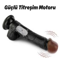 Ricky - Kumandalı Vantuzlu Güçlü Titreşimli Gerçekçi Zenci Yapay Penis Realistik Dokuda Dildo 20 CM