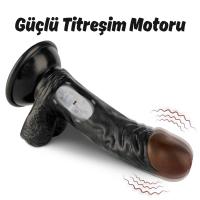 Ryan - Kumandalı Vantuzlu Güçlü Titreşimli Gerçekçi Zenci Yapay Penis Realistik Dokuda Dildo 21 CM