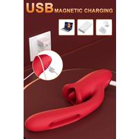 Şarjlı Klitoris G Nokta Uyarıcı Çırpma ve Dil Dudak Hareketli Güçlü Titreşimli 2 in 1 Oral Vibratör