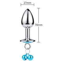 Paslanmaz Çelik Mavi Kalpli Mücevher Taşlı Pürüzsüz Gold Metal Anal Butt Plug - Küçük Boy