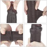 Simon - Hareketli Kayar Deri Çift Katmanlı Realistik Vibratör Dildo Ultra Yumuşak Gerçekçi Titreşimli Zenci Yapay Penis