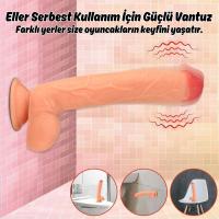 Thomas - Kumandalı Büyük Boy Güçlü Titreşimli Gerçekçi Yapay Penis Realistik Dokuda Dildo 28 CM