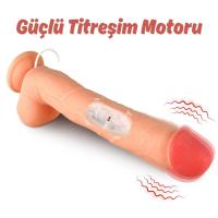 Thomas - Kumandalı Büyük Boy Güçlü Titreşimli Gerçekçi Yapay Penis Realistik Dokuda Dildo 28 CM