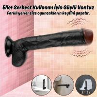 Thomas - Kumandalı Büyük Boy Güçlü Titreşimli Gerçekçi Zenci Yapay Penis Realistik Dokuda Dildo 28 CM