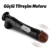 Thomas - Kumandalı Büyük Boy Güçlü Titreşimli Gerçekçi Zenci Yapay Penis Realistik Dokuda Dildo 28 CM