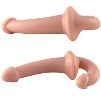 Ultra Soft Realistic Strapless Strap-on Double Dildo Yumuşak Doku Gerçekçi Çift Taraflı Realistik Yapay Penis