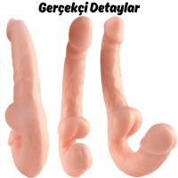 Ultra Soft Realistic Strapless Strap-on Double Dildo Yumuşak Doku Gerçekçi Çift Taraflı Realistik Yapay Penis