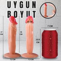 UNIQUE Realistik Dokuda Dildo Vantuzlu Gerçekçi Yapay Penis 17 CM