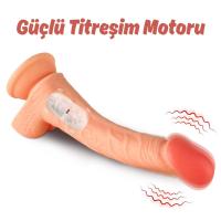 Wesley - Kumandalı Vantuzlu Eğik Yapı Güçlü Titreşimli Gerçekçi Yapay Penis Realistik Dokuda Dildo 22 CM