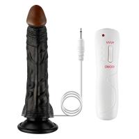 Wesley - Kumandalı Vantuzlu Eğik Yapı Güçlü Titreşimli Gerçekçi Zenci Yapay Penis Realistik Dokuda Dildo 22 CM