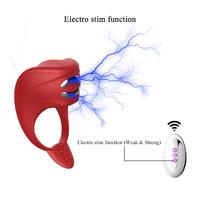 Zeus - Şarjlı Uzaktan Kumandalı Su Geçirmez Electro Stim ve Güçlü Titreşimli Klitoris Uyarıcı Penis Yüzüğü