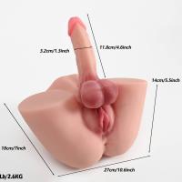 Zion - Anal Vajina Girişli 12 CM Yapay Penisli Isıtmalı Titreşimli Realistik Kalça Mastürbatör Trans Manken 2.6 KG