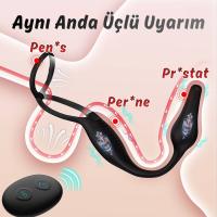 Alan RCT - Şarjlı Uzaktan Kumandalı Testis ve Penis Halkalı Güçlü Titreşimli Perine ve Prostat Uyarıcı Anal Plug Vibratör
