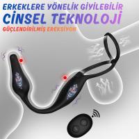 Alan RCT - Şarjlı Uzaktan Kumandalı Testis ve Penis Halkalı Güçlü Titreşimli Perine ve Prostat Uyarıcı Anal Plug Vibratör