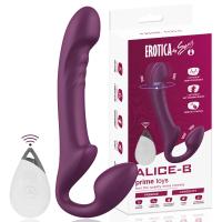 Alice Şarjlı Uzaktan Kumandalı Rotasyon Hareketli Çift Taraflı Strapless Strapon Vibratör