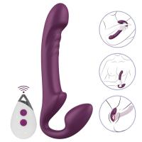 Alice Şarjlı Uzaktan Kumandalı Rotasyon Hareketli Çift Taraflı Strapless Strapon Vibratör