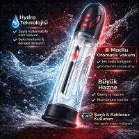 AutoWatic - Büyük Hazneli Suyla Kullanılabilir 8 Modlu Yüksek Performans Şarjlı Otomatik Hydro Penis Pompası