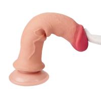 Charles - Hareketli Kayar Deri Çift Katmanlı Realistik Vibratör Dildo Ultra Yumuşak Testissiz Gerçekçi Titreşimli Yapay Penis