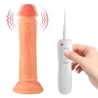 Elvis - Kumandalı Vantuzlu Testissiz Güçlü Titreşimli Gerçekçi Yapay Penis Realistik Dokuda Dildo 18 CM