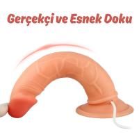 Elvis - Kumandalı Vantuzlu Testissiz Güçlü Titreşimli Gerçekçi Yapay Penis Realistik Dokuda Dildo 18 CM