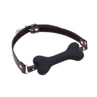 Fetish Beginner Deri Kemerli Yumuşak Silikon Siyah Köpek Kemiği Ağız Tıkacı Dog Bone Mouth Gag