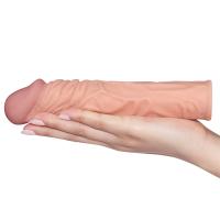Gerçekçi Doku Penis Büyütücü ve Kalınlaştırıcı 5 CM Uzatmalı Realistik Penis Kılıfı 19 CM