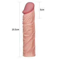Gerçekçi Doku Penis Büyütücü ve Kalınlaştırıcı 5 CM Uzatmalı Realistik Penis Kılıfı 19 CM