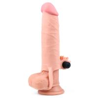 Gerçekçi Doku Penis Büyütücü Kalınlaştırıcı 3 CM Uzatmalı Klitoris Uyarıcı Titreşimli Realistik Penis Kılıfı 16 CM