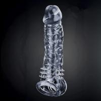Gerçekçi Doku Penis Büyütücü ve Kalınlaştırıcı 4 CM Uzatmalı Şeffaf Realistik Penis Kılıfı 21 CM