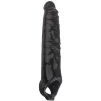 Gerçekçi Doku Penis Büyütücü ve Kalınlaştırıcı 7 CM Uzatmalı Zenci Realistik Penis Kılıfı 27 CM
