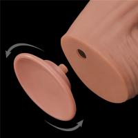 Hunter - Mega Boy Hareketli Kayar Deri Çift Katmanlı Realistik Vibratör Dildo Ultra Yumuşak Gerçekçi Titreşimli Yapay Penis