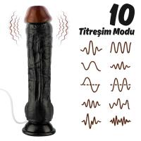 Jadon - Kumandalı Vantuzlu Güçlü Titreşimli Gerçekçi Zenci Yapay Penis Realistik Dokuda Dildo 23 CM