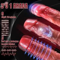 Kane - Şarjlı Kumandalı Isıtmalı İleri Geri Hareketli ve Rotasyonlu Gerçekçi Damarlı Yapay Penis Vibrator