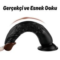 Kendrick - Kumandalı Vantuzlu Testissiz Güçlü Titreşimli Gerçekçi Zenci Yapay Penis Realistik Dokuda Dildo 22 CM